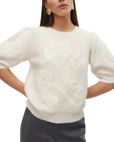 Vero Moda Embroidered Balloon Sleeve Sweater In Birch