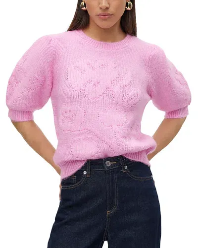 Vero Moda Embroidered Balloon Sleeve Sweater In Fuchsia Pink