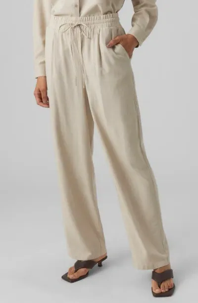 Vero Moda Jesmilo High Waist Wide Leg Pants In Silver Lining