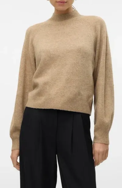 Vero Moda Leaf Mock Neck Sweater In Silver Mink Detail