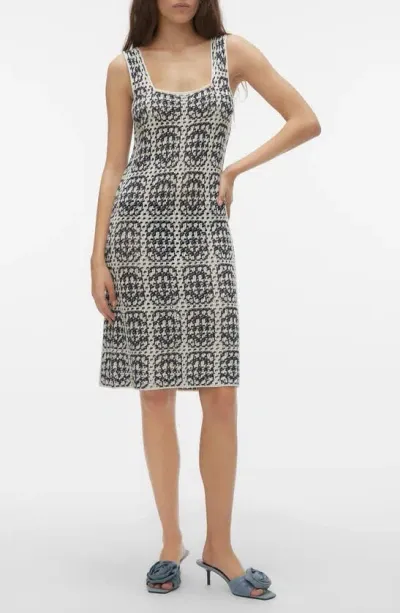 Vero Moda Mykonos Sleeveless Open Stitch Sweater Dress In Navy Blazer Detail