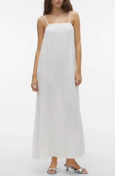 Vero Moda Natali Cotton Maxi Slipdress In Snow White