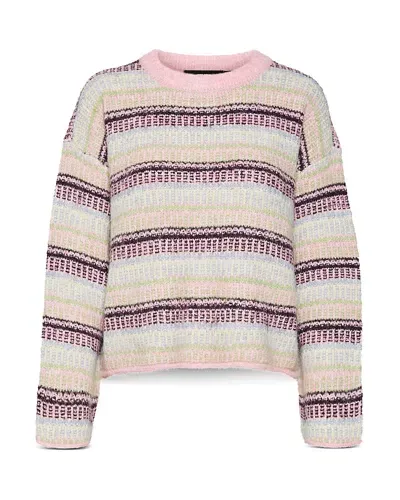 Vero Moda Striped Volume Sleeve Sweater In Fuchsia Pink