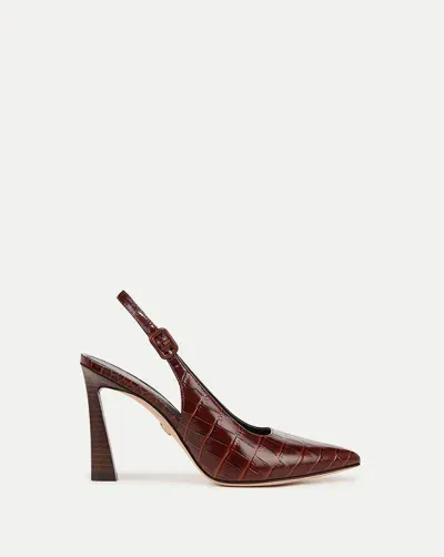 Veronica Beard Callie Croc-embossed Slingback Pump In Sepia