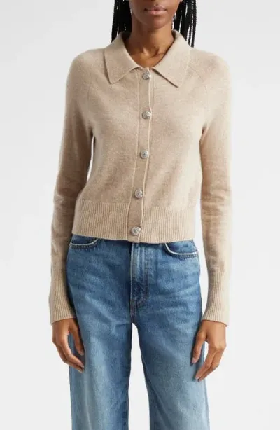 Veronica Beard Cheshire Crop Cashmere Cardigan In Oatmeal