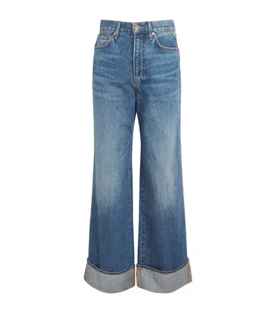 Veronica Beard Cuffed Taylor Wide-leg Jeans In Blue