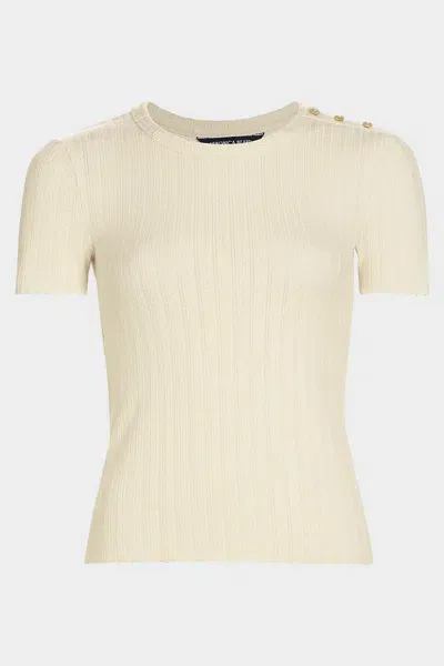 Veronica Beard Draya Knit Tee In Ivory In Gray