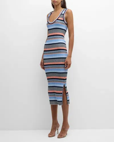 Veronica Beard Fabiana Stripe Knit Midi Dress In Multi