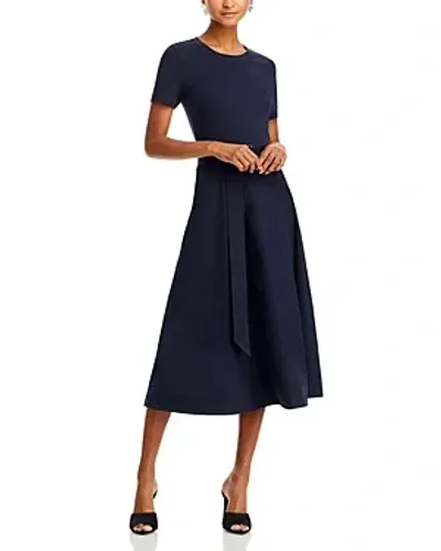 Veronica Beard Facia Mixed Media Dress In Navy