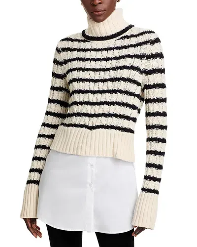 Veronica Beard Iyla Turtleneck Sweater In Ivory/black