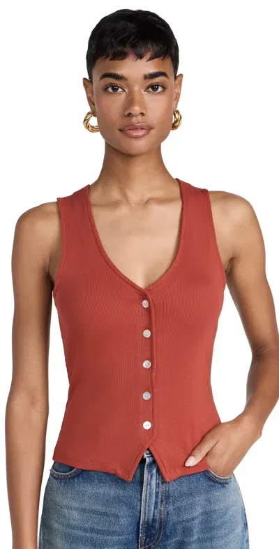 Veronica Beard Jean Hoorne Vest Top Brick Red