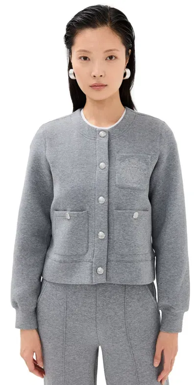 Veronica Beard Jean Jenning Topper Sweatshirt Grey Melange