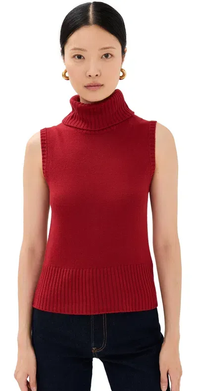 Veronica Beard Jean Mazzy Cashmere Sweater Vest Crimson