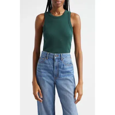 Veronica Beard Jordyn Rib Cotton Crop Tank In Pine