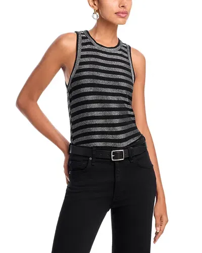 Veronica Beard Jordyn Striped Crop Tank In Silver/black