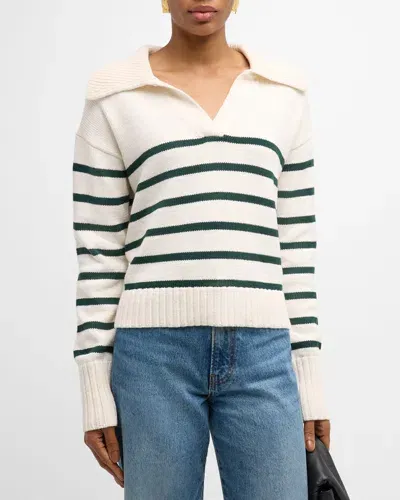 Veronica Beard Jovie Stripe Pullover Sweater In Ivorypine