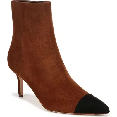 Veronica Beard Lisa Cap Toe Bootie In Cedar Brown Suede