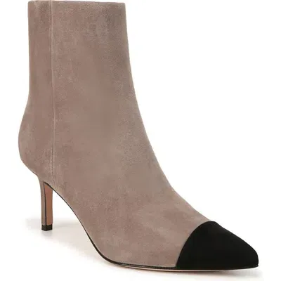 Veronica Beard Lisa Pointed Cap Toe Bootie In Taupe/black