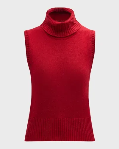 Veronica Beard Mazzy Sleeveless Cashmere Sweater In Crimson