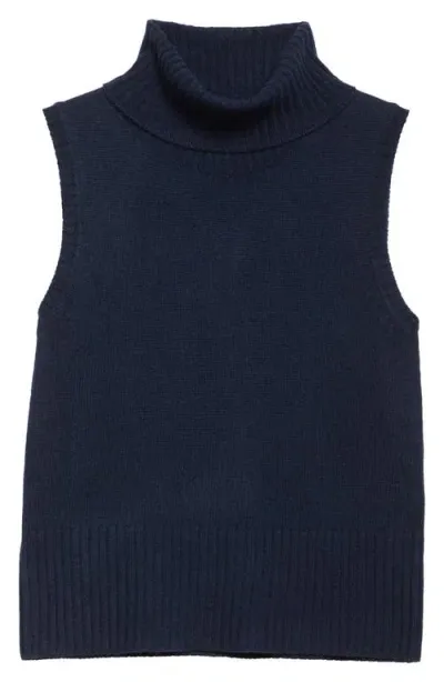 Veronica Beard Mazzy Turtleneck Sleeveless Cashmere Sweater In Navy