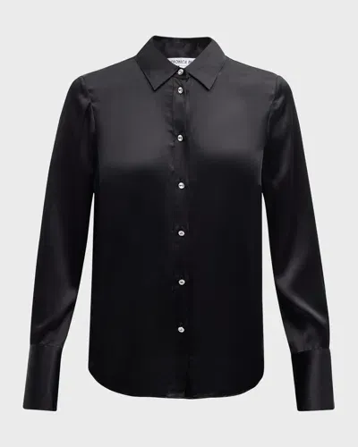 Veronica Beard Monique Silk Blend Button-up Top In Black