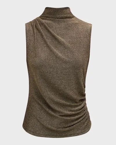 Veronica Beard Mylie Sleeveless Metallic Top In Antique Gold Lurex