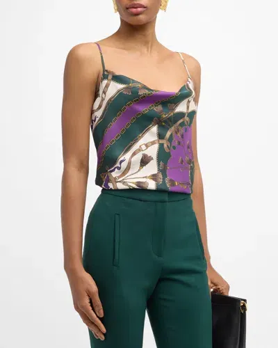 Veronica Beard Sola Stretch-silk Top In Pine Multi