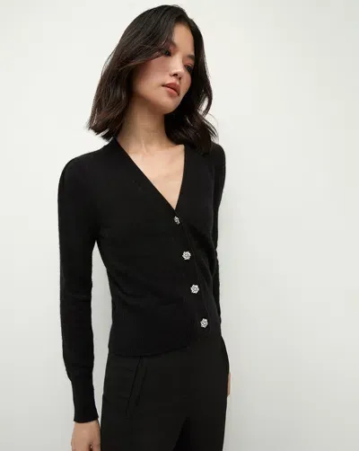 Veronica Beard Solene Rhinestone-button Cashmere Cardigan In Black