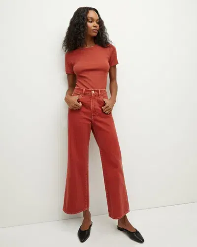 Veronica Beard Taylor Cropped Wide-leg Jean In Red