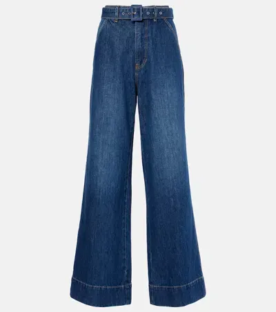 Veronica Beard Taylor High-rise Wide-leg Jeans In Blue