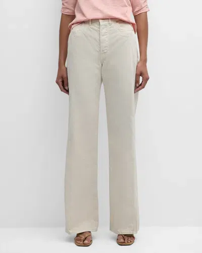 Veronica Beard Taylor High-rise Wide-leg Jeans In Ecru