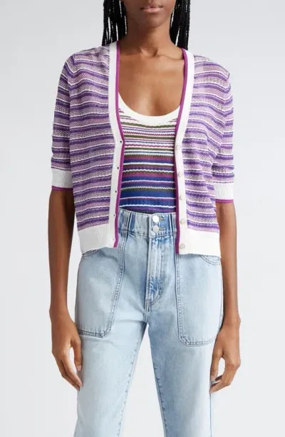 Veronica Beard Varia Striped Knit Cardigan In Multi