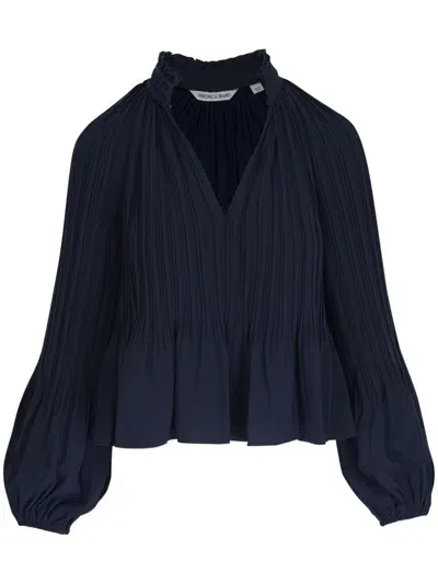 Veronica Beard Walker Blouse In V-neckline With Ruffles