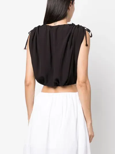 Veronique Leroy Véronique Leroy Silk Crepe Gather Top In Black