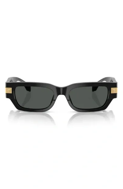 Versace 53mm Plaque Rectangular Sunglasses In Black