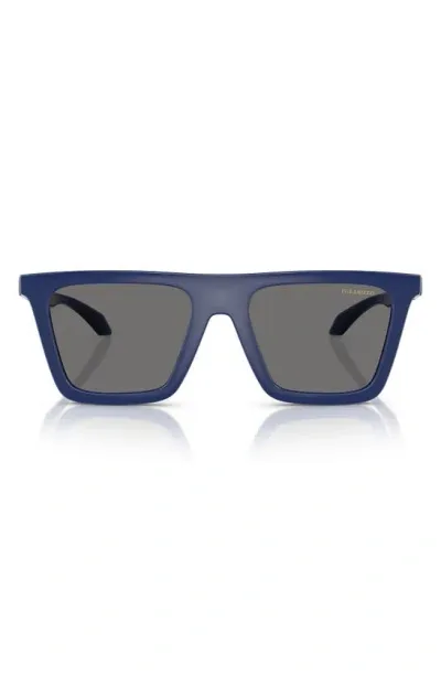 Versace 53mm Polarized Rectangular Sunglasses In Full Blue