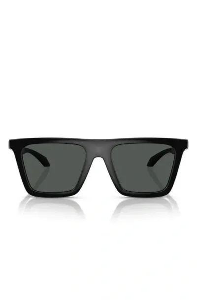 Versace 53mm Rectangular Sunglasses In Black/gray Solid