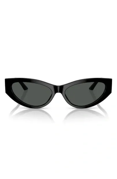 Versace 56mm Cat Eye Sunglasses In Black/gray Solid