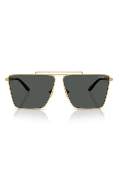 Versace 64mm Oversize Pillow Sunglasses In Gold Dark Grey