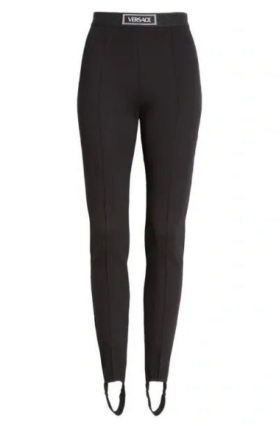 Versace Stretch-jersey Stirrup Leggings In Black