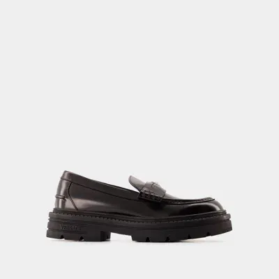 Versace Adriano Flat Shoes In Black