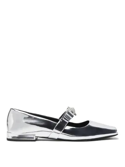 Versace Flat Shoes In Silver