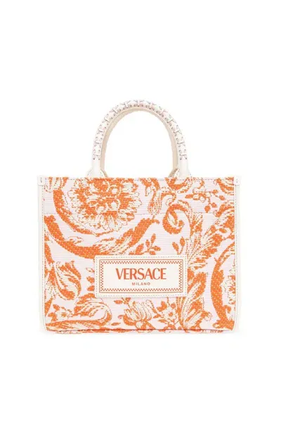 Versace Barocco Athena Small Top Handle Bag In Multi