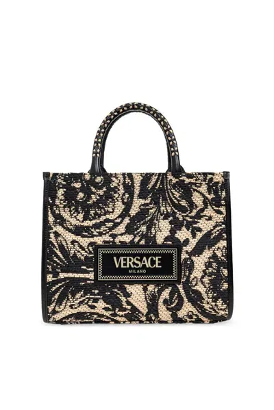 Versace Barocco Athena Small Top Handle Bag In Multi