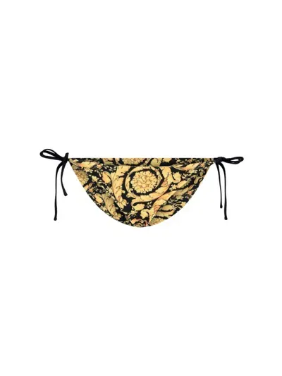 Versace 'barocco' Bikini Bottom In Black  