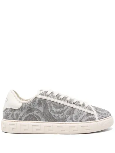 Versace Grey Barocco Grecca Sneakers