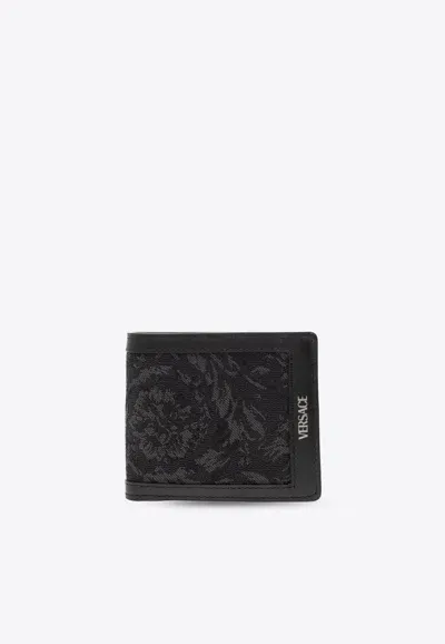 Versace Barocco Jacquard Wallet In Black