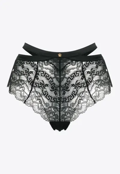 Versace Barocco Lace Briefs In Black