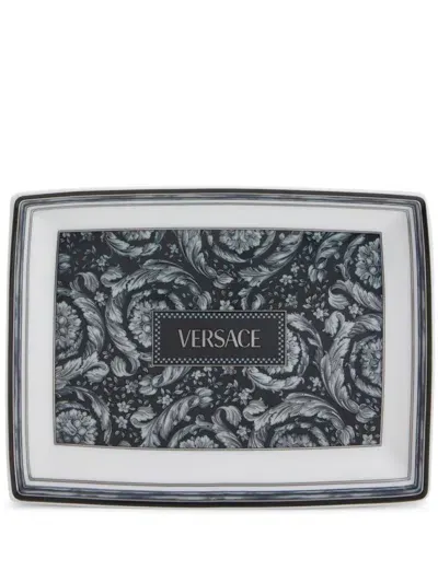 Versace Barocco-print Ashtray In Black