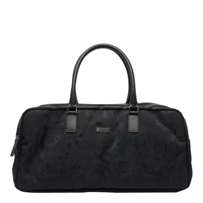 Versace Barocco Nylon Gym Bag In Black